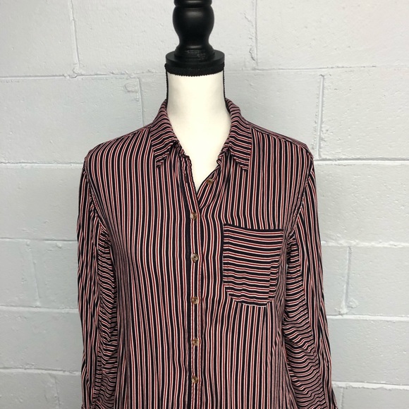 Anthropologie ☀️ Maeve Poplin Striped Button Down - Picture 5 of 11